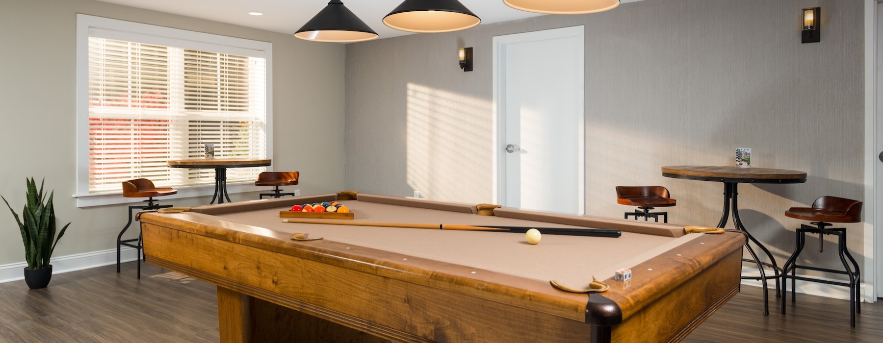 a pool table in a room